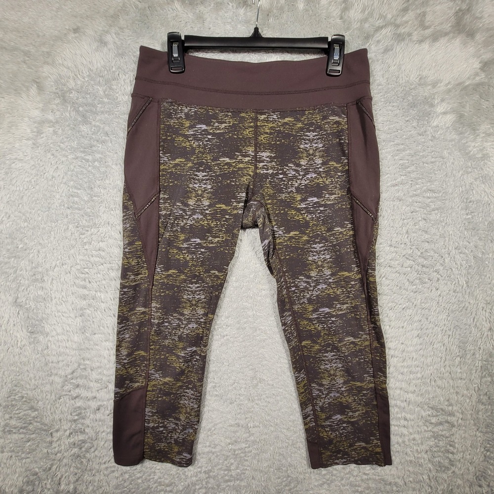 ATHLETA‎ Womens Patterned Workout Cropped Leggings Large 964549 Crush Connect